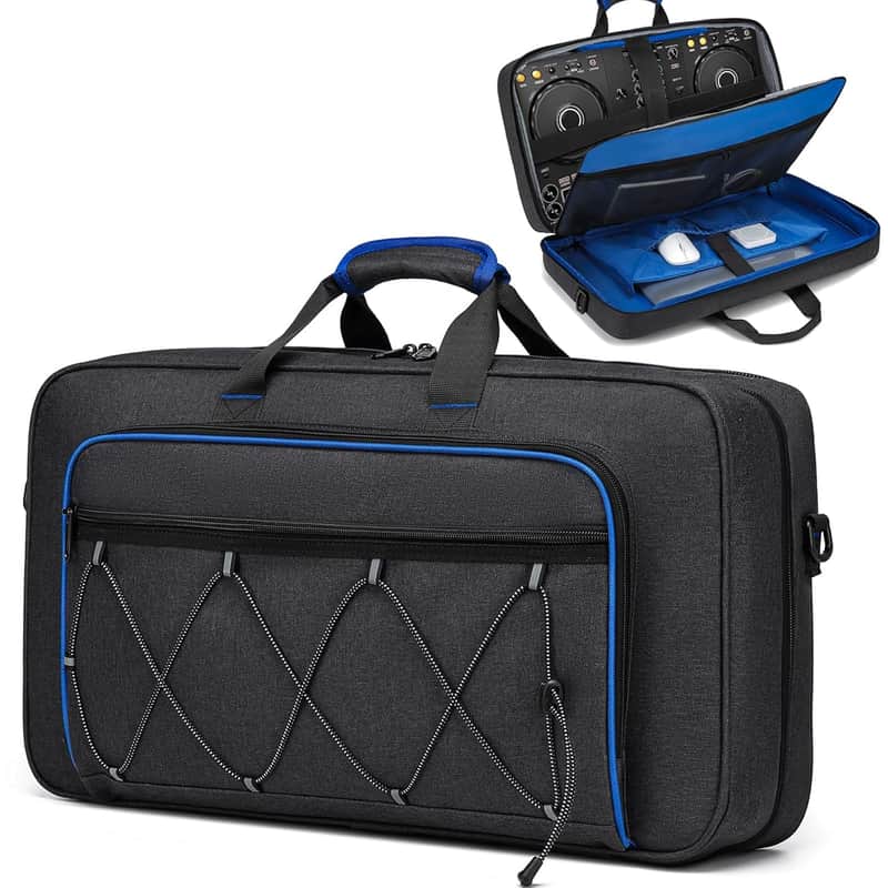 Dj Bag For Ddj-Flx4/Ddj 400/Ddj Rev1, Padded Dj Controller Crossbody Bag With 4 Pockets, For 15.6 Inch Laptop, Cables, Dj Mixer Case With Adjustable Shoulder Strap For Dj Equipment image 1