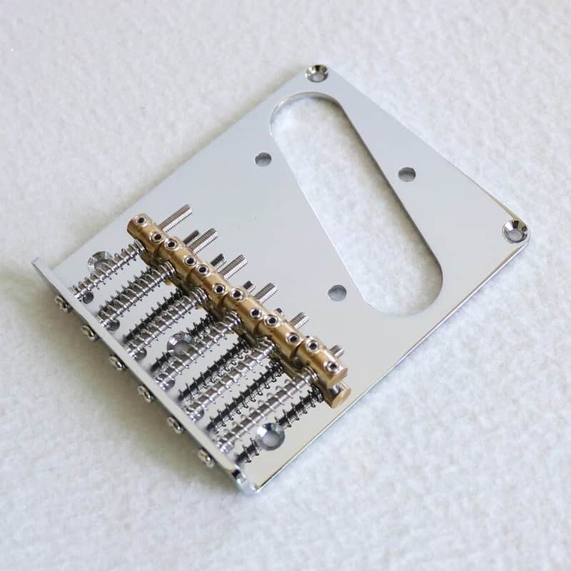 Chrome Modern Size Tele Telecaster Bridge with Vintage Style ind Brass saddles image 1