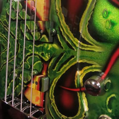 Gene Simmons Cort Axe Bass - Custom Painted by Gentry Riley - Green Serpent image 3