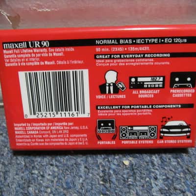 Maxell UR90 Blank Cassette Tape 90 Min Normal Bias Vintage Sealed image 2
