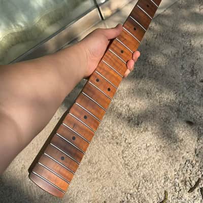 4-string electric bass neck jazz bass stainless steel 21frets Roasted flame Maple guitar neck 34inch hole 18mm Nut 38mm maple fingerboard image 7