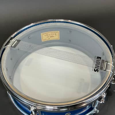 Rogers Luxor Blue Sparkle 6 Lug Snare Drum 5x14 image 13