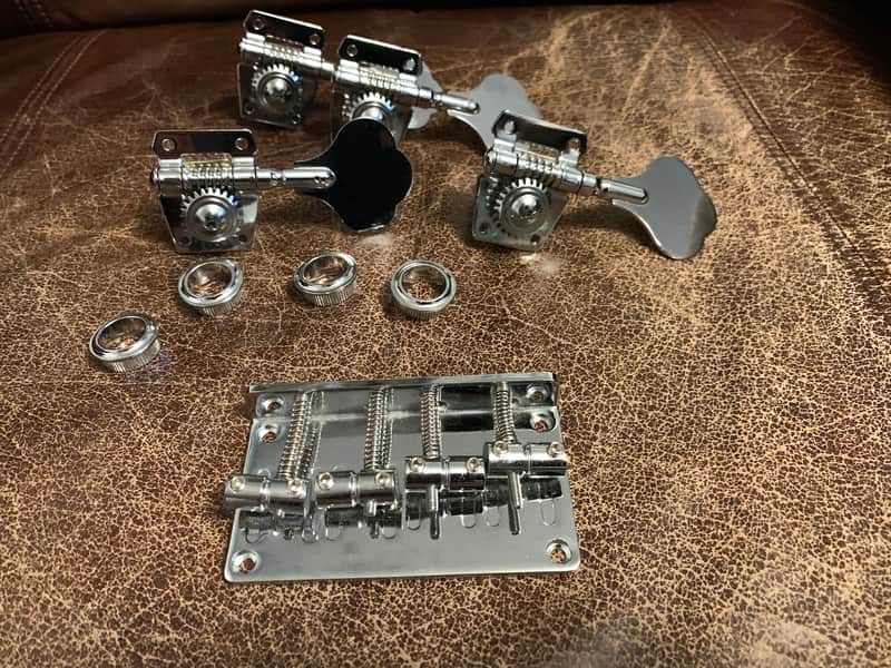 Vintage Style Bass Tuners and Bridge image 1