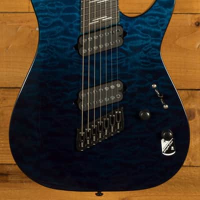 Schecter Reaper-7 Elite MS - Ebony - Deep Ocean Blue - 7-String image 3