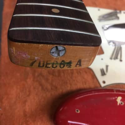 RARE Pre-CBS ‘64 Fender Jazz Bass in Orig’l Dakota Red w Matching Headstock image 15