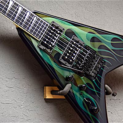 Jackson Left Handed USA KV2 King V 2017 Green Ghost Flames image 3