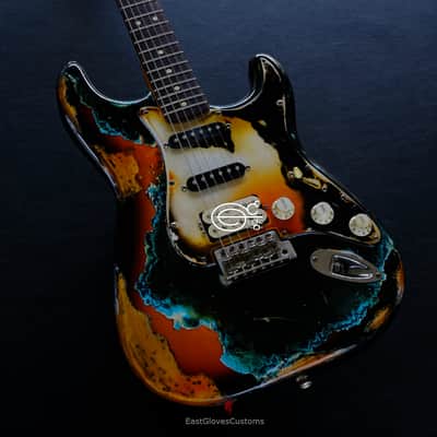 Fender Stratocaster Black/Blue over Sunburst Inspired by Joe Strummer Aged Heavy Relic (RARE) image 3