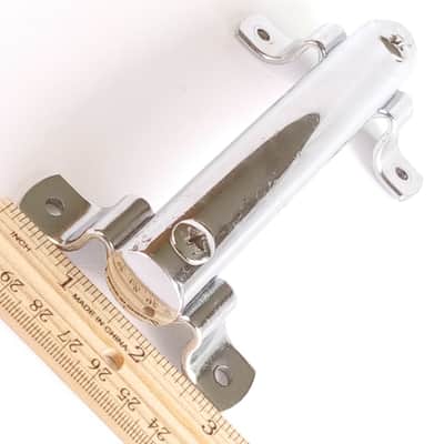 Pearl Bass Drum Rail Tom Mount 4hole L-Arm Chrome Japan 2 3/8"x 4.5" Vintage 60s image 2