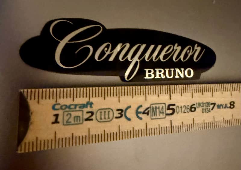 Bruno Conqueror Guitar or bass head front logo 60s-70s - Black and silver image 1