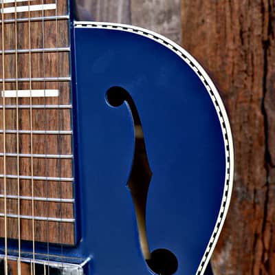 Recording King RPH-R2 Dirty 30s Single 0 Resonator - A/E - Matte Blue w/ Gig Bag image 6