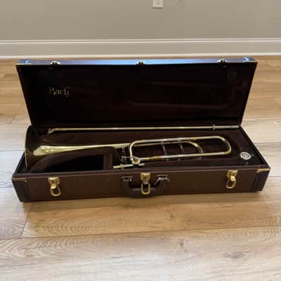 Bach 42BO Stradivarius Series Tenor Trombone with Open Wrap F Attachment, Standard Rotor Valve 1990s - Clear Lacquered Brass image 6