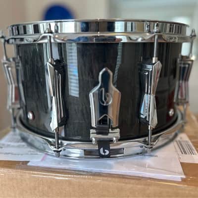 British Drum Company Super 7, 13" x 7" Snare Drum 2020 - Handcrafted from sumptuous Purpleheart veneers with an outer finished in high-gloss lacquered Fiddleback Sycamore image 2