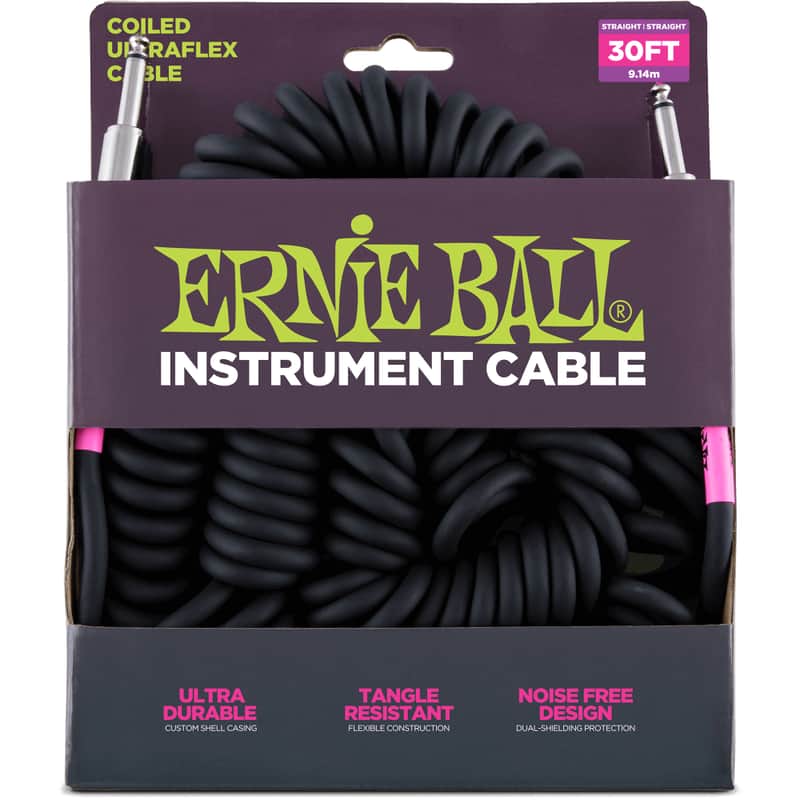 Ernie Ball P06044 Ultraflex Coiled 25' Straight to Straight TS Instrument Cable image 1