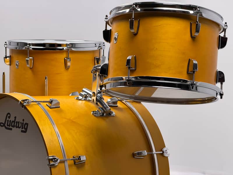 Ludwig USA 20/12/14" Neusonic Downbeat Outfit - VIDEO Satin Golden Slumbers w/ Maxwell Ludwig Rail image 1