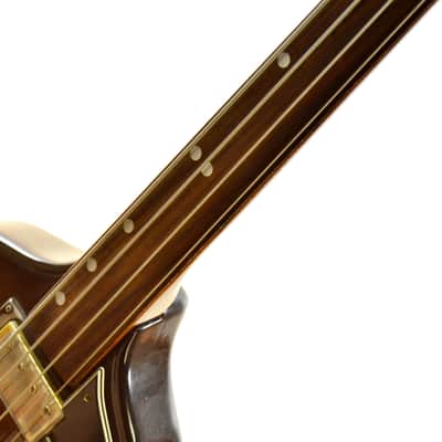 Vintage 1970s Univox Lectra U1970 Fretless 4-String Bass + Gig Bag image 6