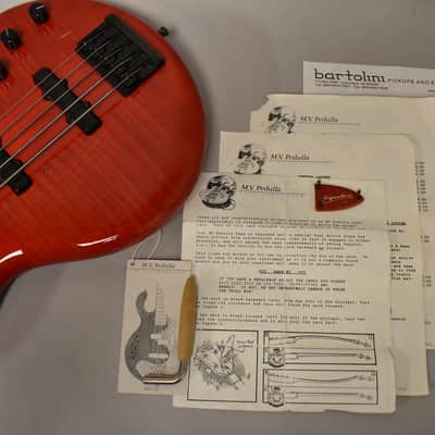 1990 Pedulla MVP-5 Bass Fretless Conversion 5-String Red w/HSC image 25