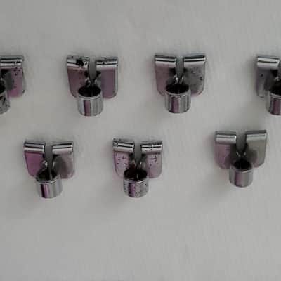 7x Vintage GRETSCH/ ROGERS Rim Clip Claw Collar Hook Round Badge Stop Sign Badge Broadkaster Holiday Dixieland Swivomatic Stage Band image 1