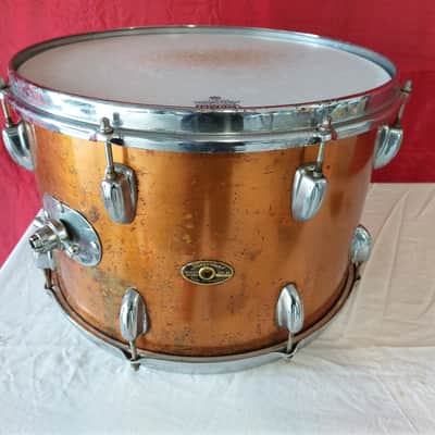 Slingerland Tom 15"X11" wood shell wrapped in copper 1973 - Copper Wrap over wood image 1