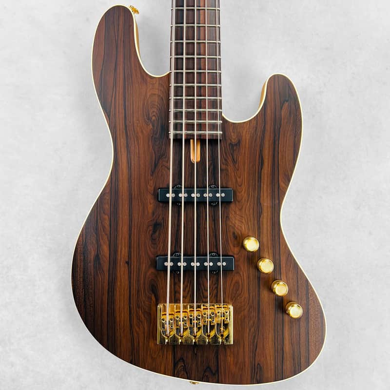 Pensa J-534 Ziricote Top Chambered 5-String Bass 2023 - Natural / Aztec Gold image 1