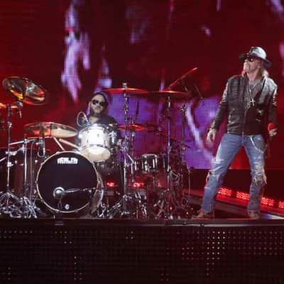Frank Ferrer's Guns N Roses Chinese Democracy Tour, Pork Pie USA Maple Drum Set, 26",18",16",12" Plus Tour Artifacts. Signed! Authenticated! 2009 image 2