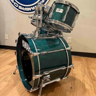 ~RARE!~ MIJ Yamaha Recording Custom 4-Piece 10/12/16/22 Drum Kit Set in Deep Aqua Stain Lacquer image 4