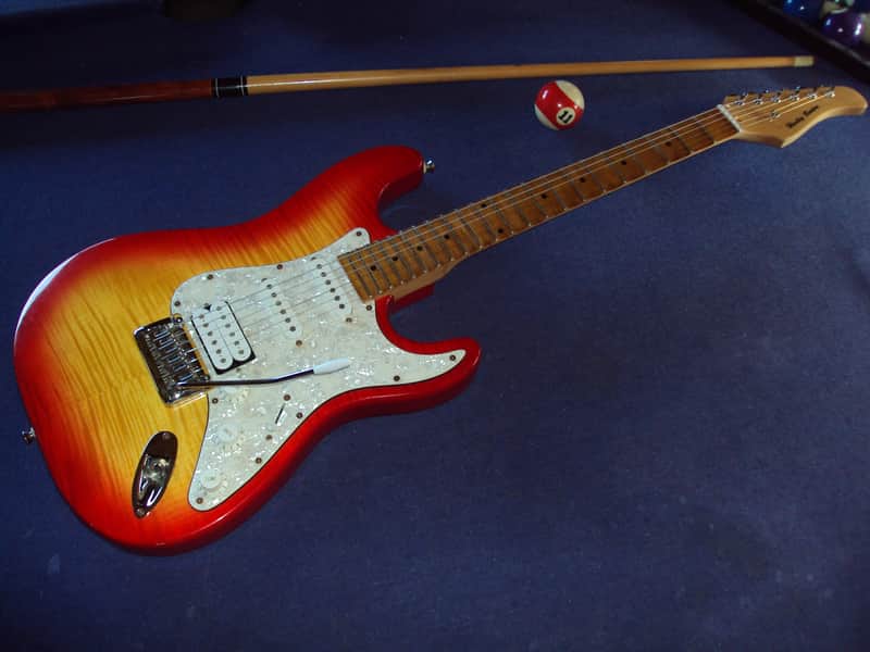 Scalloped Harley Benton ST redburst used HSS playing ala Yngwie,Ritchie&Co! image 1