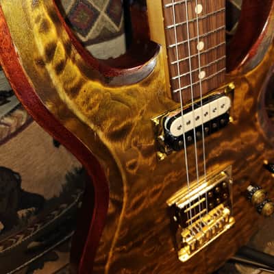 Tigers Eye Custom Crafted Slash Pro Hums Neck Railhammer Vintage on Bridge image 12