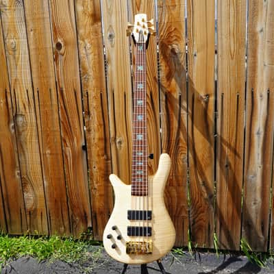 Spector USA NS-5XL - Curly/Flame Solid Wings Oil Finish Left-Handed 5-String Bass Guitar w/ Black Tolex Case (2023) image 3