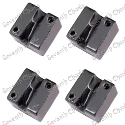 4 Piece Black Headless Bass Guitar Bridge Saddles image 1