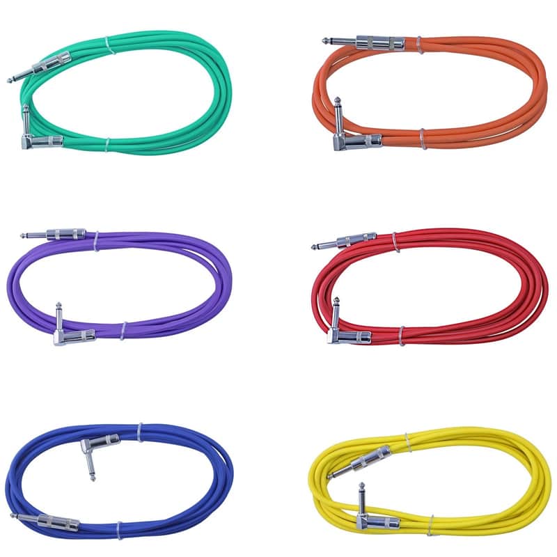 6 mixed color 1/4mono Right Straight 10ft foot Patch Cable Guitar Instrument cord image 1