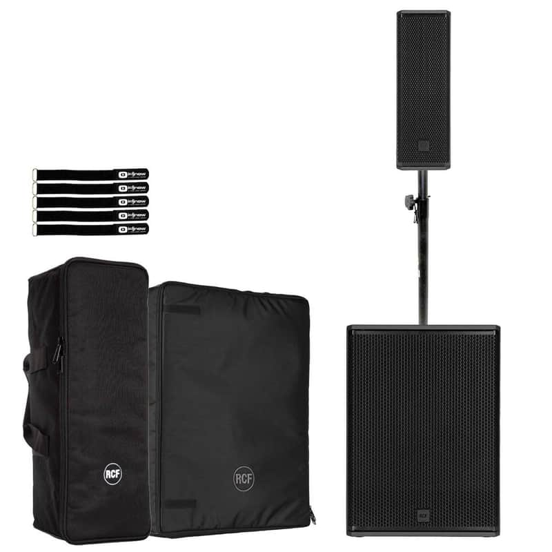 RCF NXL 14-A Black Column Speaker w 18-AX Subwoofer Pole & Covers image 1