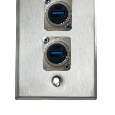 Stainless PROCRAFT SPL-2X-ST-VAR 1 Gang Stainless Pro Audio Installation Wall Plate Loaded, Made in the USA-USB Feed-Thru / USB Feed-Thru image 1