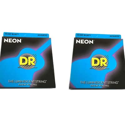 DR Guitar Strings Acoustic 2 Pack Neon Blue Medium Lite 11-50 Luminescent