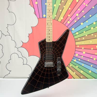 Used Turbo Electrics Spider Web Decal Explorer Style Guitar, Made by Cort, Hard Case image 2