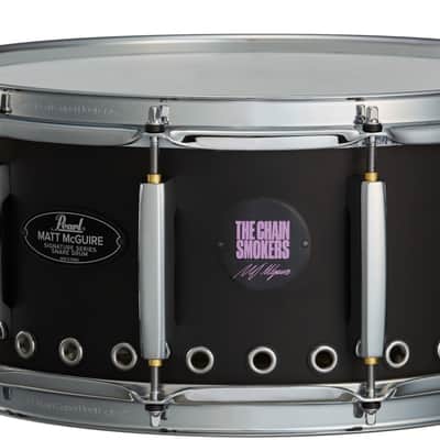 Pearl Matt McGuire 14x6.5" Matte Black Tour Edition Signature "Smart" Snare Drum Unbeaded Steel | Worldwide Ship | Authorized Dealer image 4