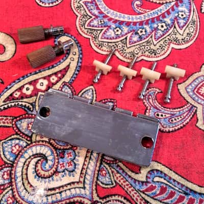 VINTAGE 1970 GIBSON (2) POINT (4) SADDLE BASS BRIDGE w/ POSTS & INSERTS image 11
