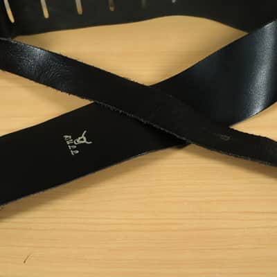 Vintage 80's Bull Guitar Strap Black 2.5 inch Leather image 6