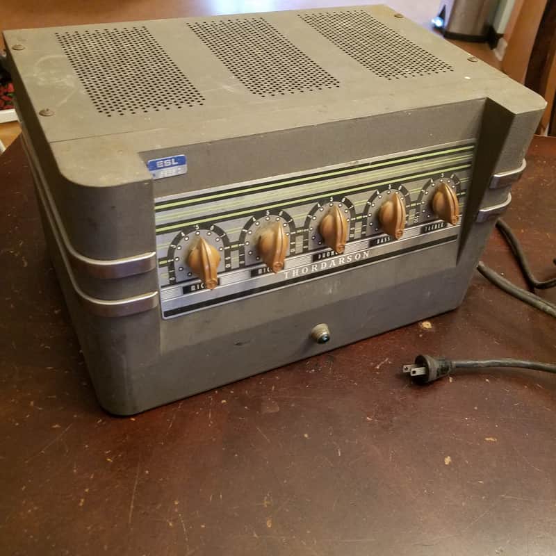Thordarson Early T-31W25A 25 Watt Tube PA Amp 6L6 push pull T31W25A 31W25A 1946 - Grey wrinkled paint image 1