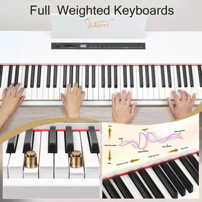 GDP-104 88-Key Full Weighted Digital Home Piano | Bluetooth MIDI, 3-Pedal System, Built-In Speakers, White Finish – Studio & Beginner Ready image 3