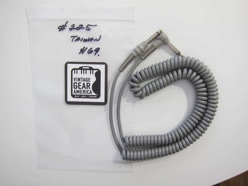 Teisco Del Rey Curly or Coil Cord Guitar Cable Taiwan Authentic Vintage Accessory Case Candy Circa-1960s-1970s-Grey image 1