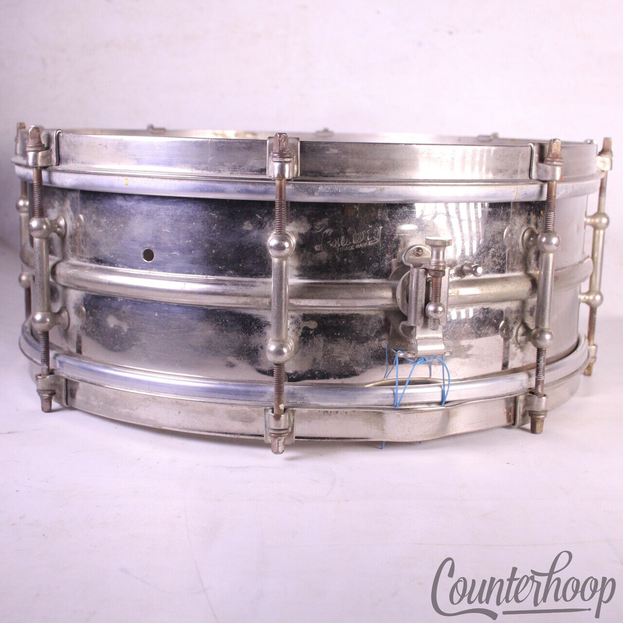Ludwig 2-Piece Brass 14x5"Snare Drum Vintage 20s NOB All-Round Standard Pioneer — main photograph
