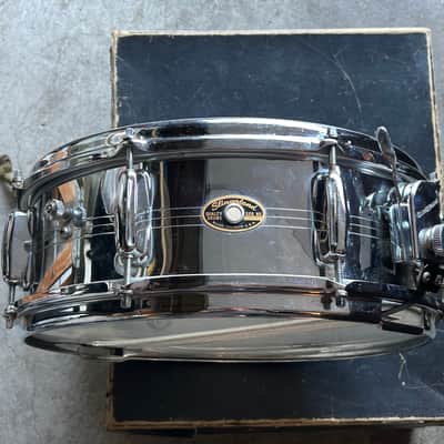 Slingerland No. 130 Gene Krupa Sound King 5x14" 8-Lug Chrome Over Brass Snare Drum with Vintage Case 1960s image 4