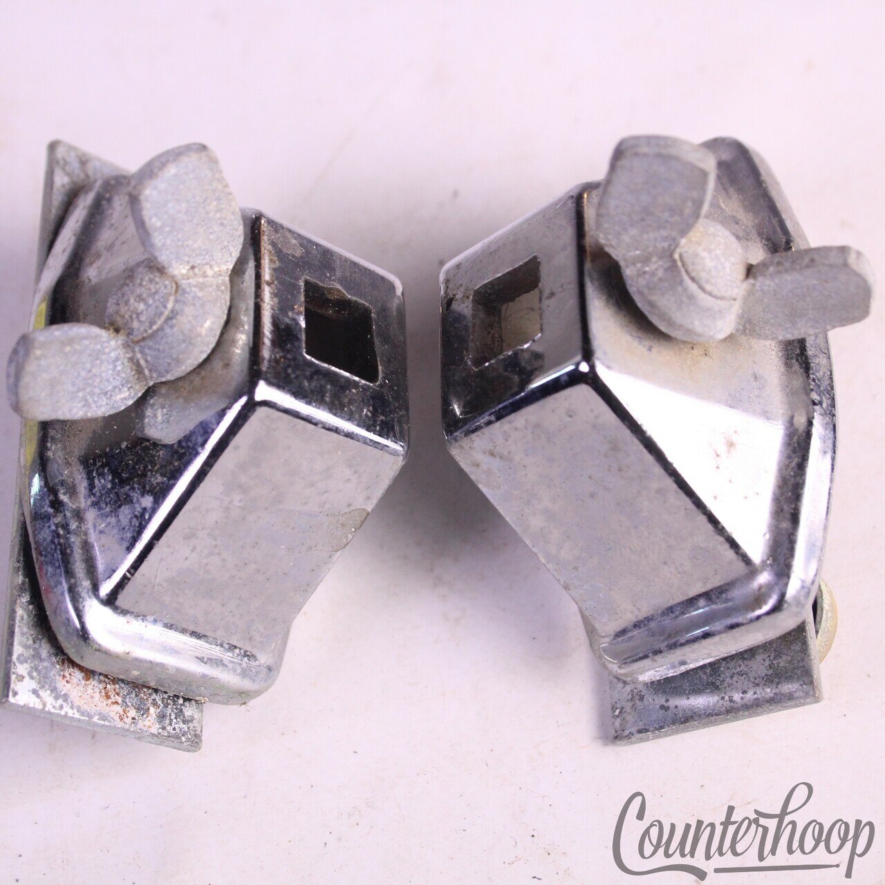 Ludwig Bass Drum Spur Mounts Vintage 70s Super Classic Chrome 3/8"Smaller Square — main photograph