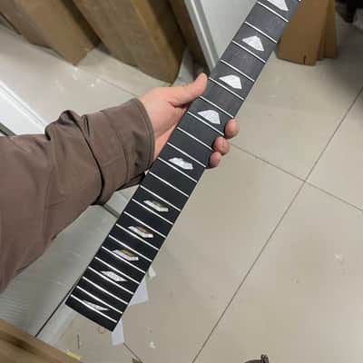 6 String Electric Guitar Neck, 24 Frets, Ebony Fretboard, Maple Neck, Black Headstock, Shark Fin/Triangle Inlay, Locking Nut Ready image 2