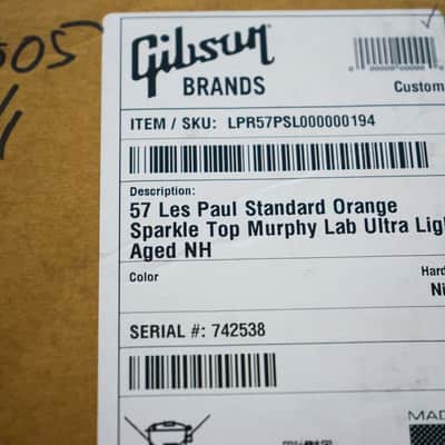 Custom Shop Murphy Lab '57 Les Paul Custom Ultra Light Aged - Orange Sparkle image 23