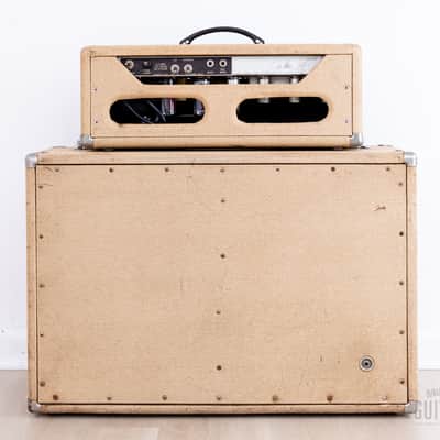 1962 Fender Bassman 6G6-A Tuxedo Brown Panel Blonde Vintage Piggyback Tube Amp w/ Oxford 12M6 image 6