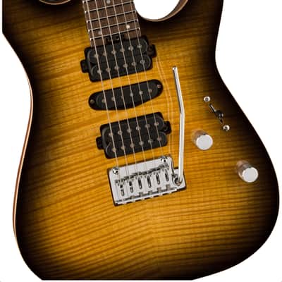Charvel MJ Dinky DK24 HSH 2PT W MAH FM Flame Maple Top in Antique Burst 2024 w/OSSC (B-Stock) image 6
