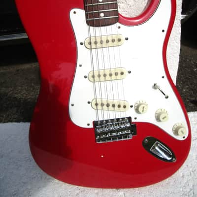 Hondo H76 Stratocaster Guitar, 1980's, Korea, Red, Fresh Setup image 3