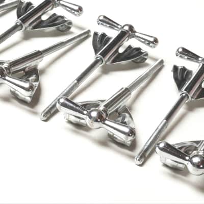 (10) Ludwig Bass Drum Tension Rods & Claws, Faucet Style Handles, 5.25"  Rods - 1960's image 1