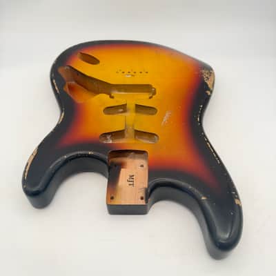 MJT Stratocaster Body Alder Relic Nitro Hardtail 3-Tone Sunburst mjt6657 image 4